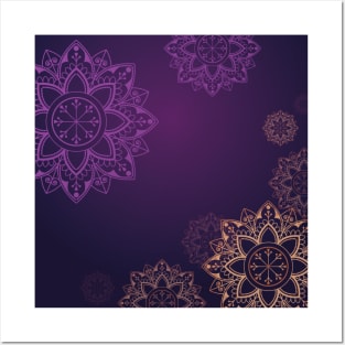 Purple and Gold Mandala Posters and Art